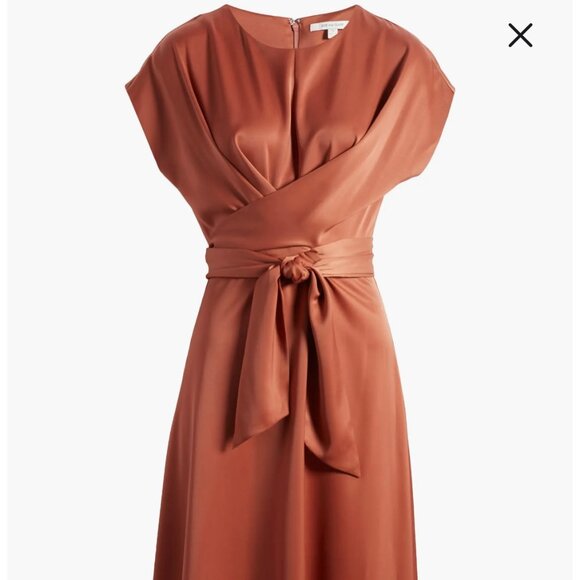 Zoe And Claire Tie Waist Satin Midi Dress - Picture 2 of 15